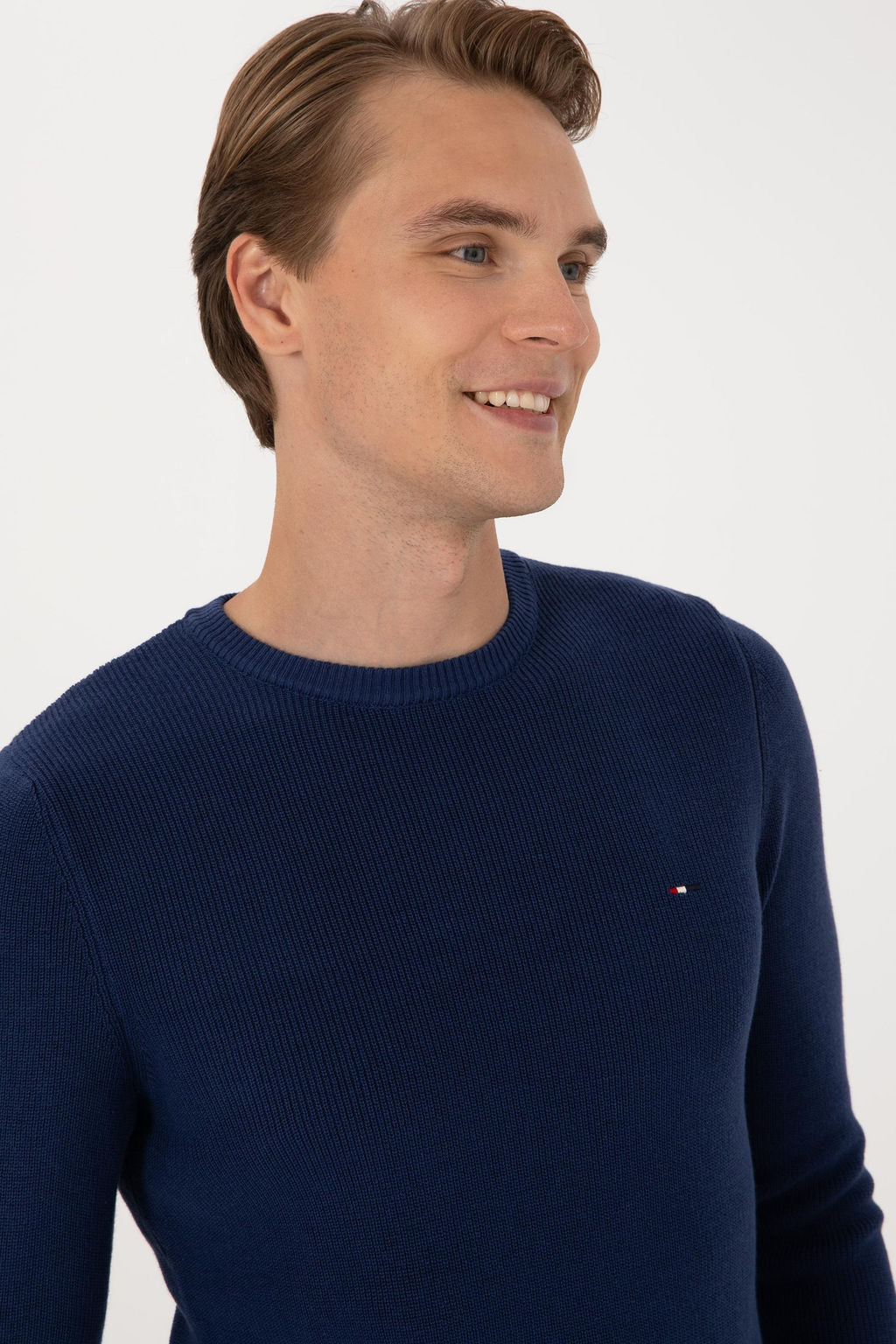 Erkek Slim Fit Bisiklet Yaka _ndigo Basic Kazak - U.s. polo assn фото 2