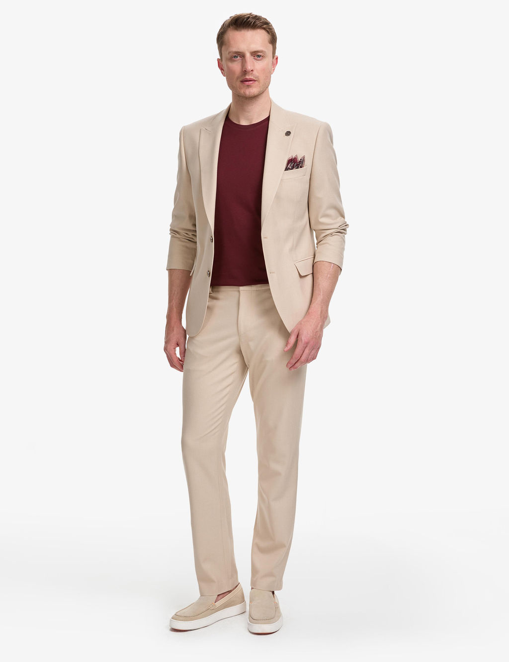 Bej Slim Fit Tak_m Elbise