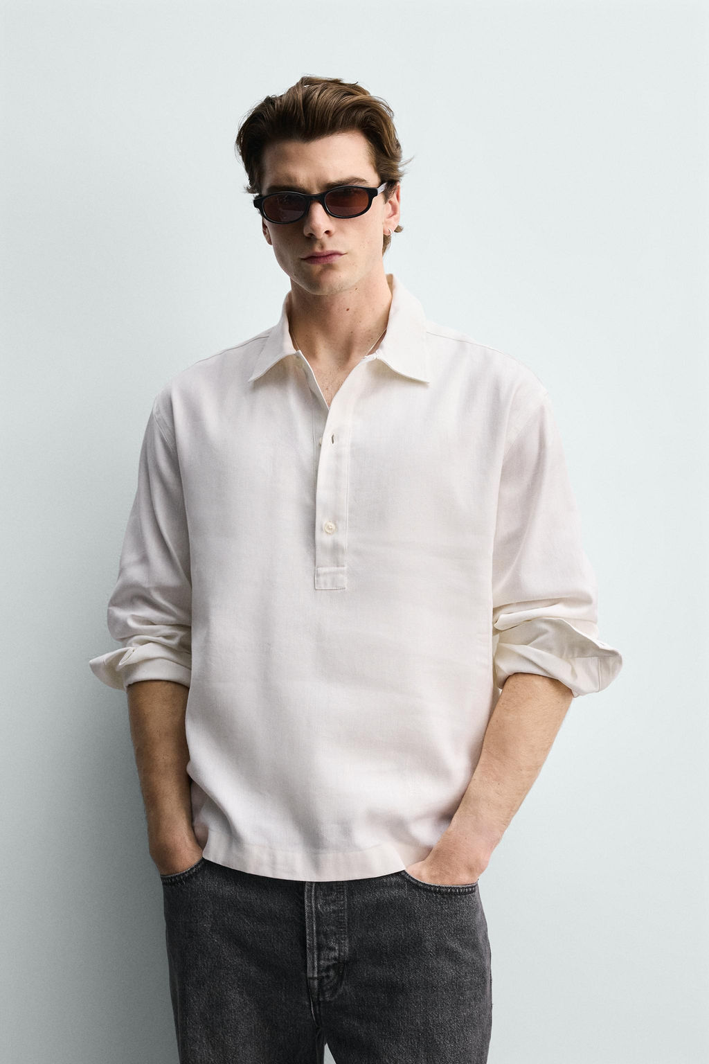 CAMISA POLO ALGOD?N - LINO / Crudo - Zara фото 2