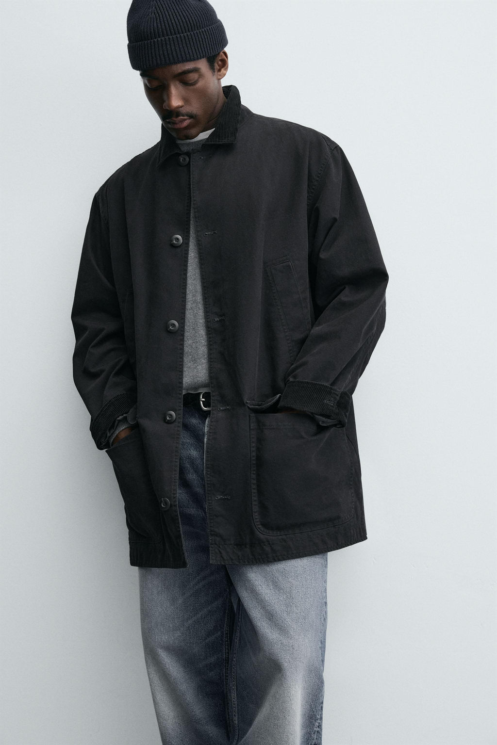 DENIM TRENCH COAT WITH CONTRAST COLLAR - Zara фото 5