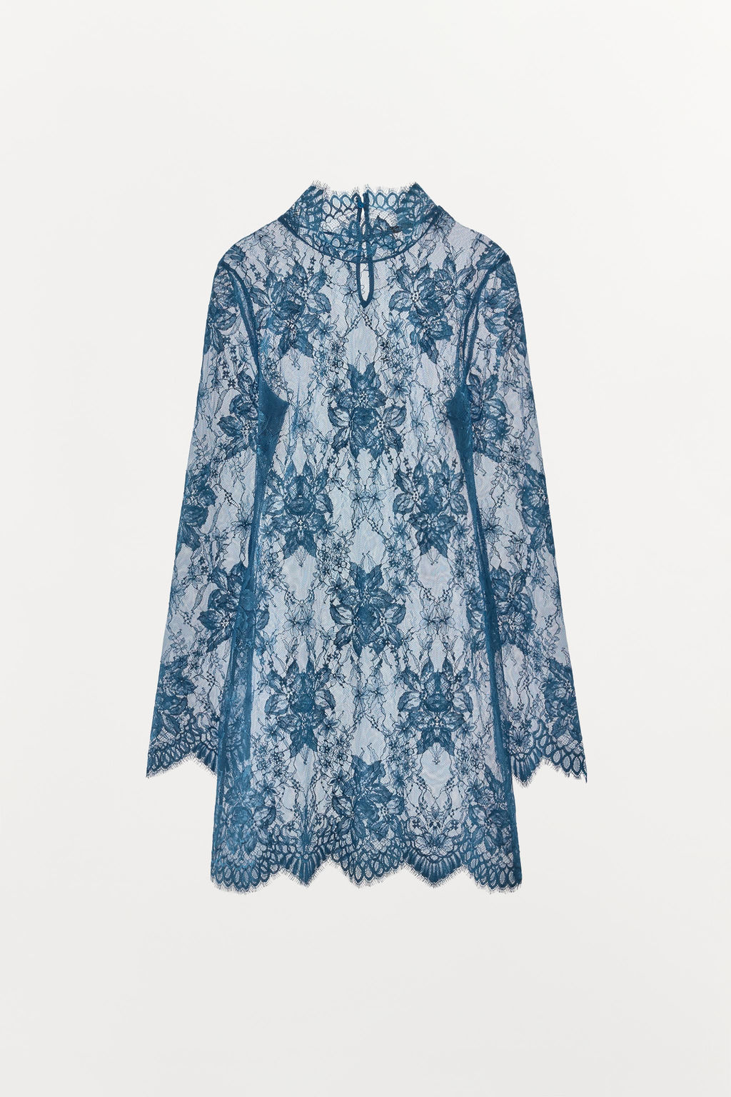 VESTIDO MINI ENCAJE / Azul