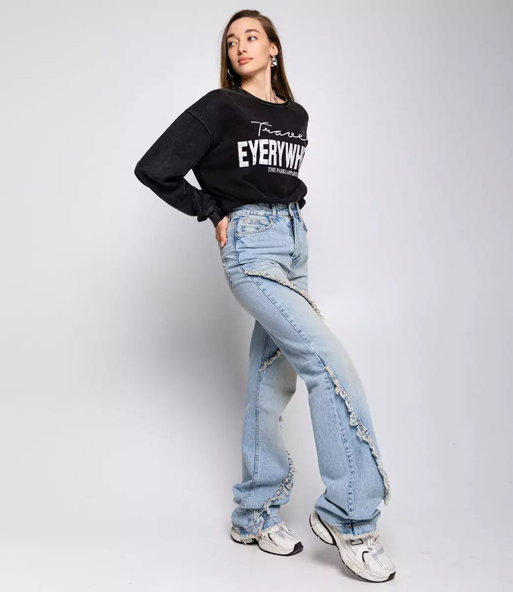 Джинсы #БШ2125, голубой