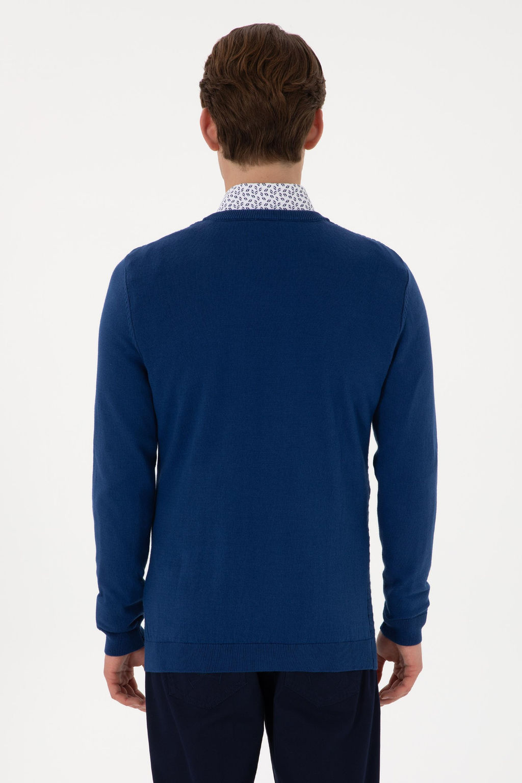 Erkek Slim Fit V Yaka _ndigo Basic Kazak - U.s. polo assn фото 5