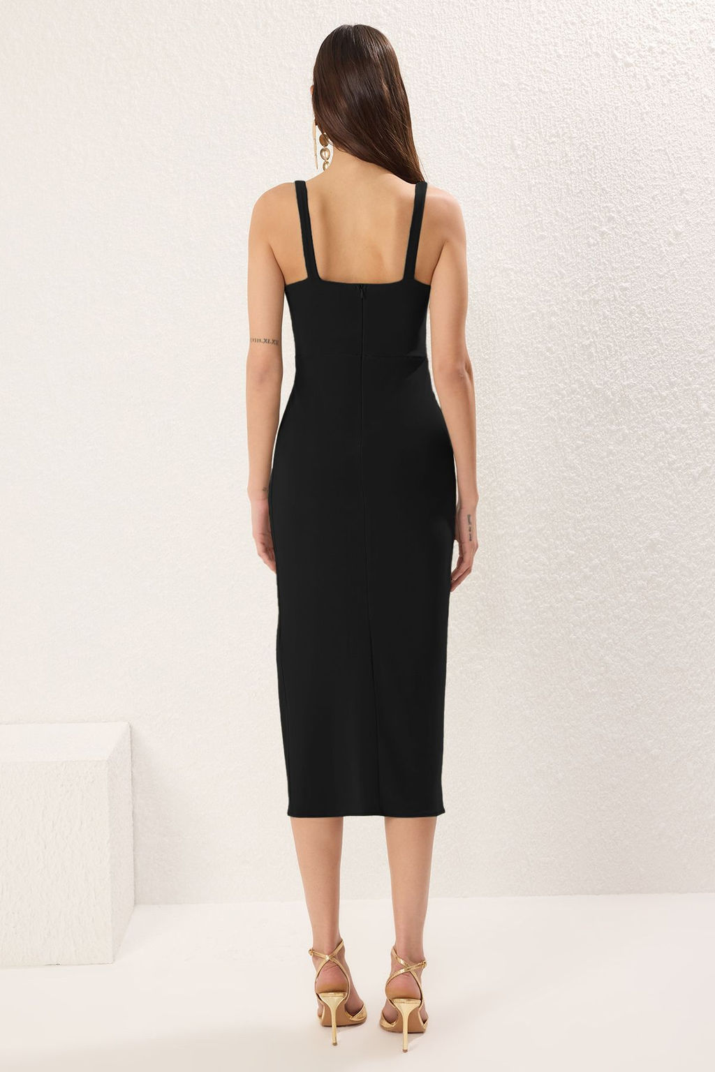 TRENDYOLMILLA Haki Duz Buzgu / Drape Dokuma Sandy Midi Astars?z Kokteyl Elbise TPRSS25EL00227  фото 4