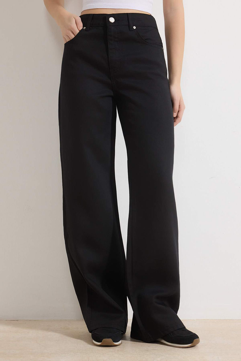 Siyah SOLMAYAN SIYAH Tencel Yuksek Bel Uzun Boy Wide Leg Jeans TWOSS26JE00082 - Trendyolmilla фото 3