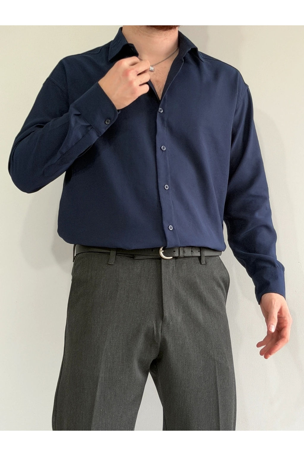 Lacivert Regular Fit Mevsimlik Erkek Gomlek TMNSS26GO00005