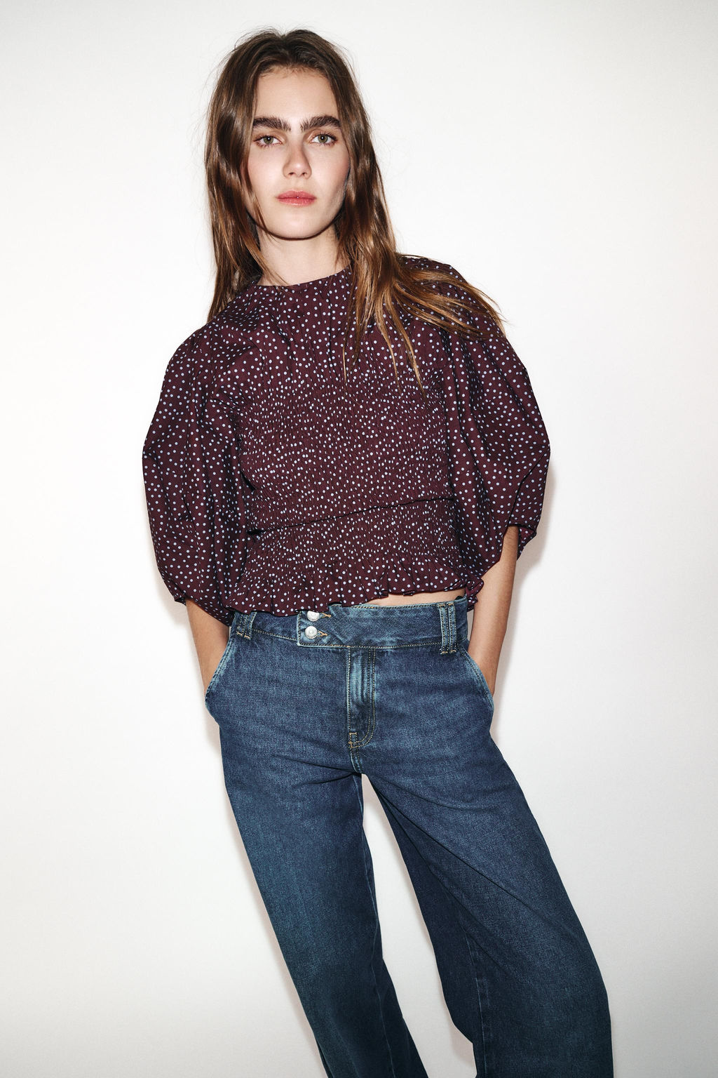 JEANS Z1975 STRAIGHT LOW-RISE TURN-UP HEMS - Zara фото 14