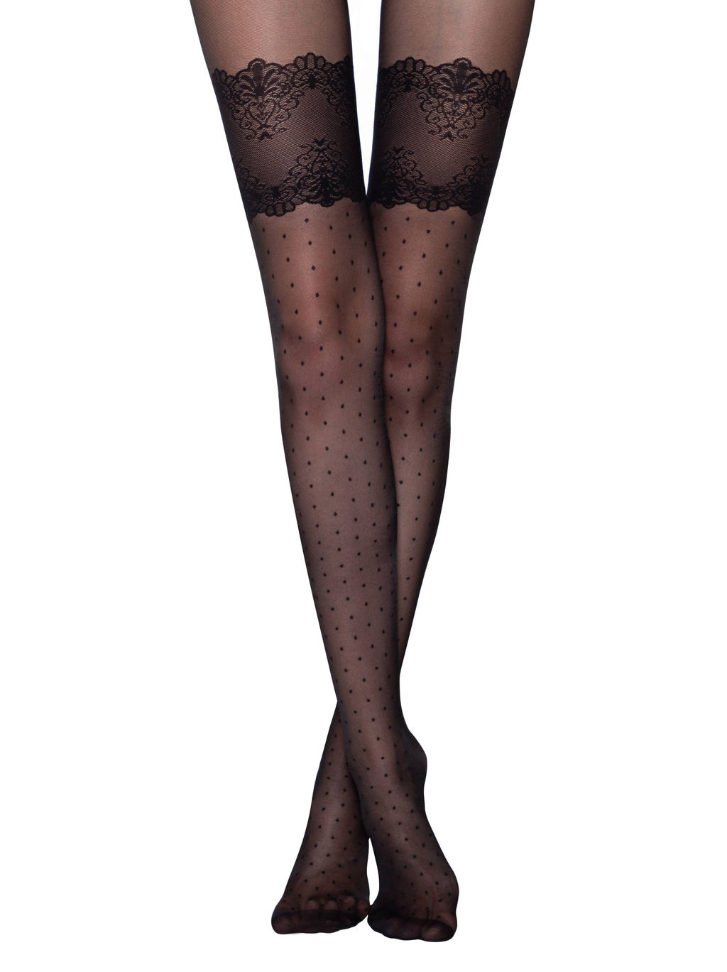 Колготки фантазийные CONTE Колготки в точку с имитацией чулок Seduction nero - Conte elegant фото 9