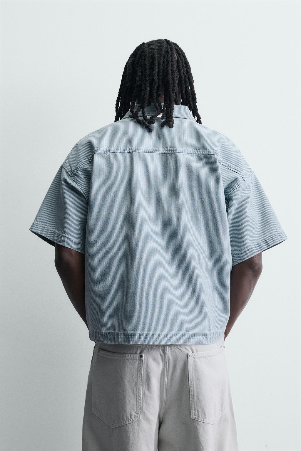 POLO BOXY FIT LAVADO RAYAS / Azul claro - Zara фото 3