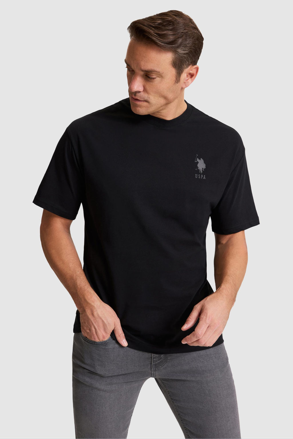 Erkek Siyah Comfort Fit Bisiklet Yaka Basic Ti__rt