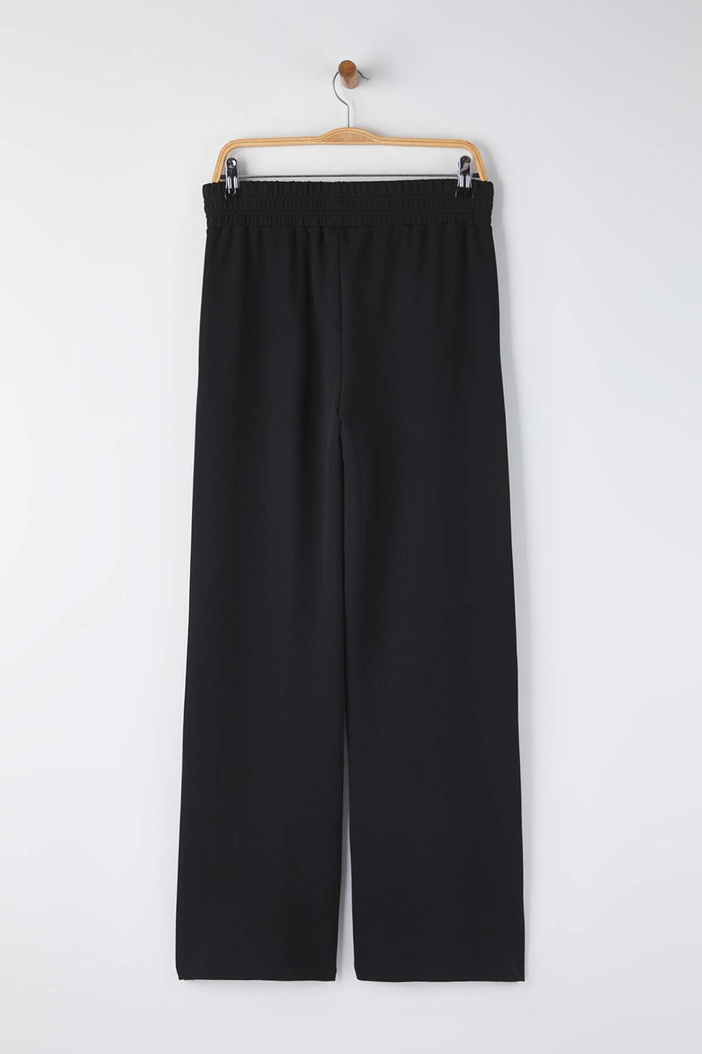 Siyah Beli Kal?n Lastikli Bagc?kl? Straight/Duz Kesim Orme Pantolon TWOAW26PL00100 - Trendyolmilla фото 3