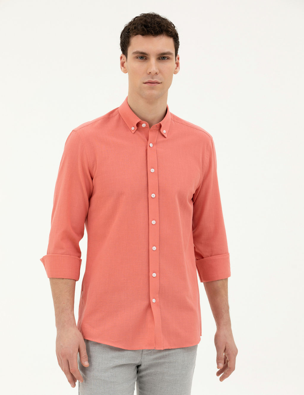 Pembe Slim Fit Uzun Kollu G_mlek