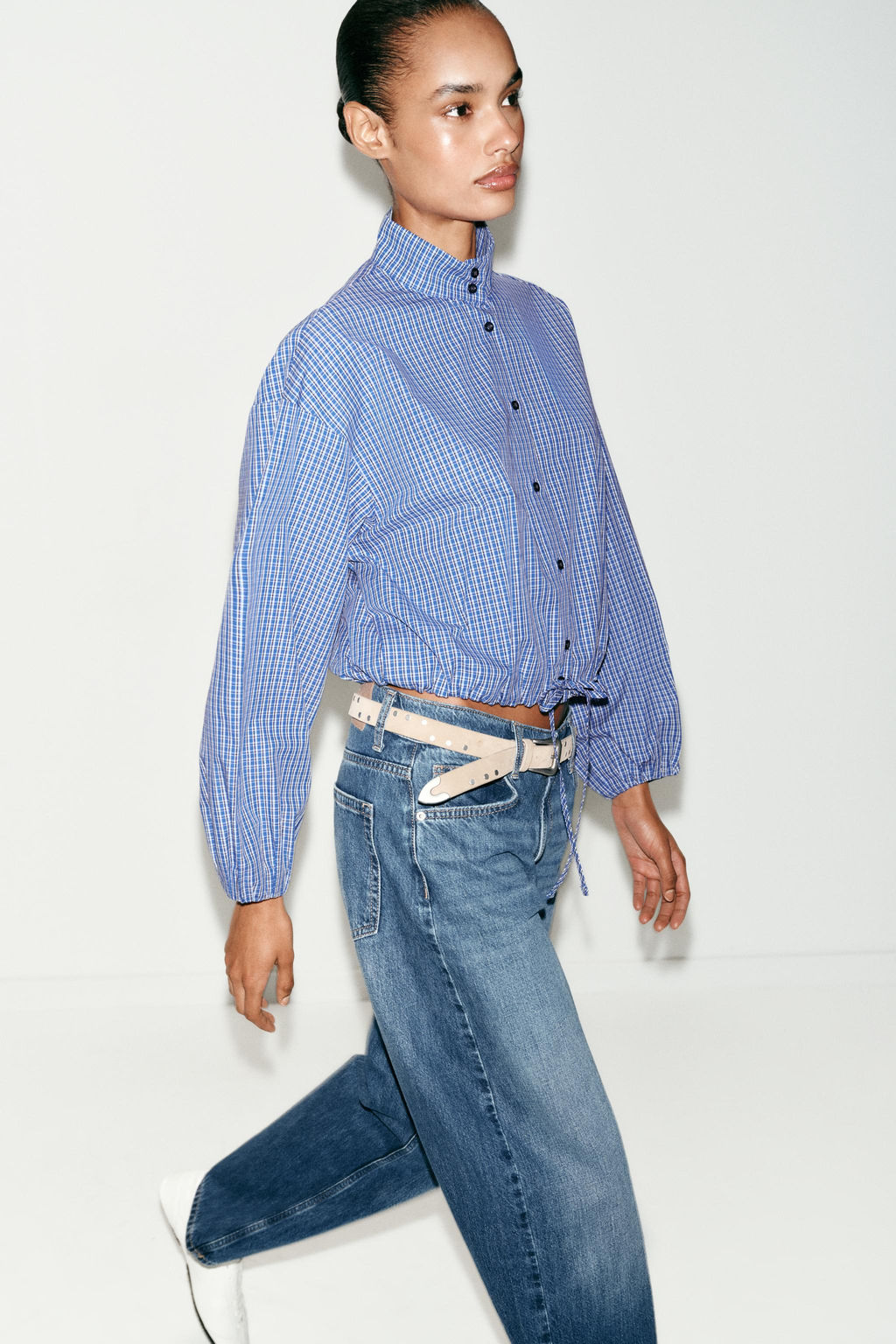 CAMISA CUADROS GLOBO / Azul?n - Zara фото 4