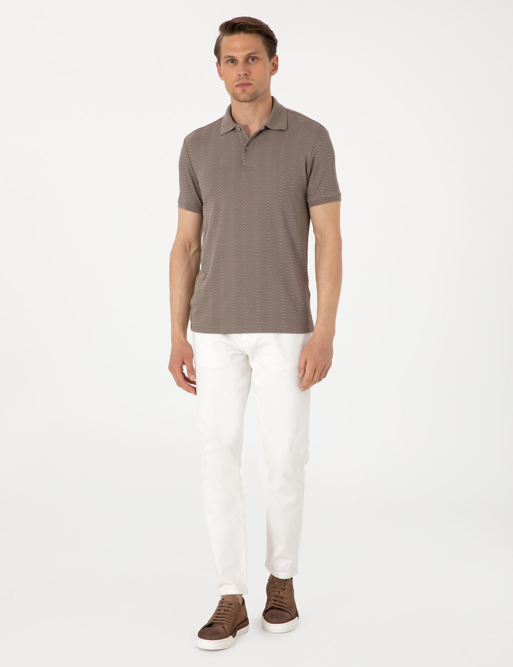 Koyu Vizon Slim Fit Polo Yaka Ti__rt