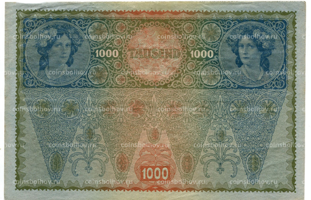 Банкнота 1000 крон 1902 года Австрия  надпечатка