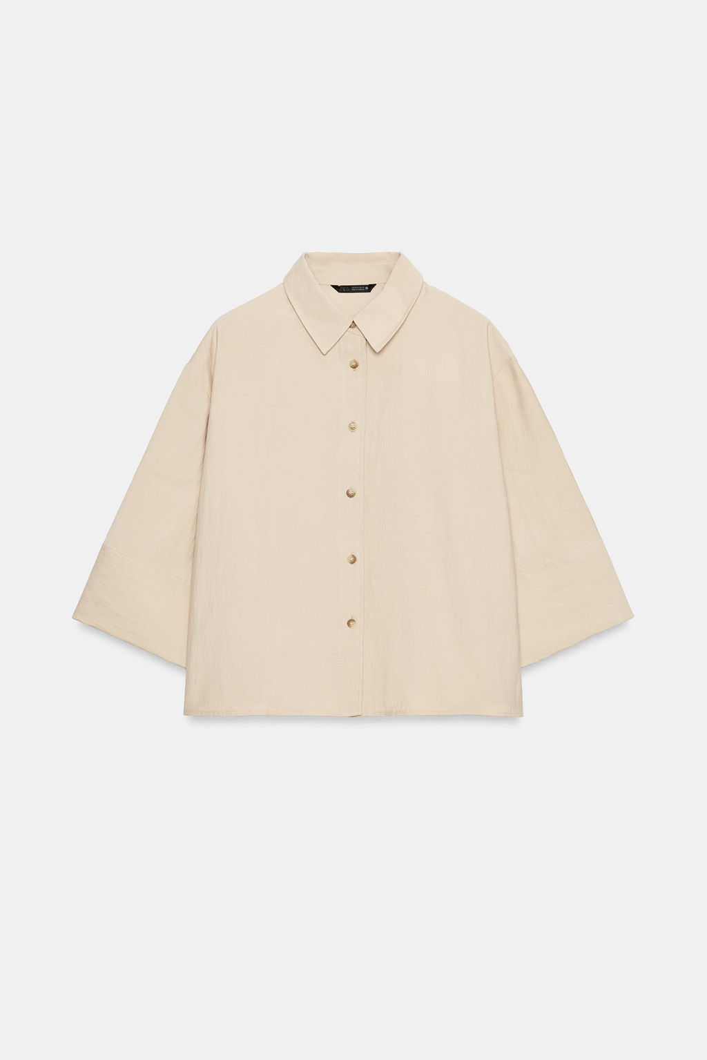CAMISA CORTA MANGA ANCHA / Beige