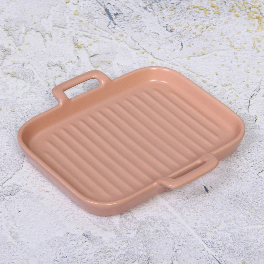 Блюдо керамическое "Акварель" 19,5*19,5*2,5см, розовое