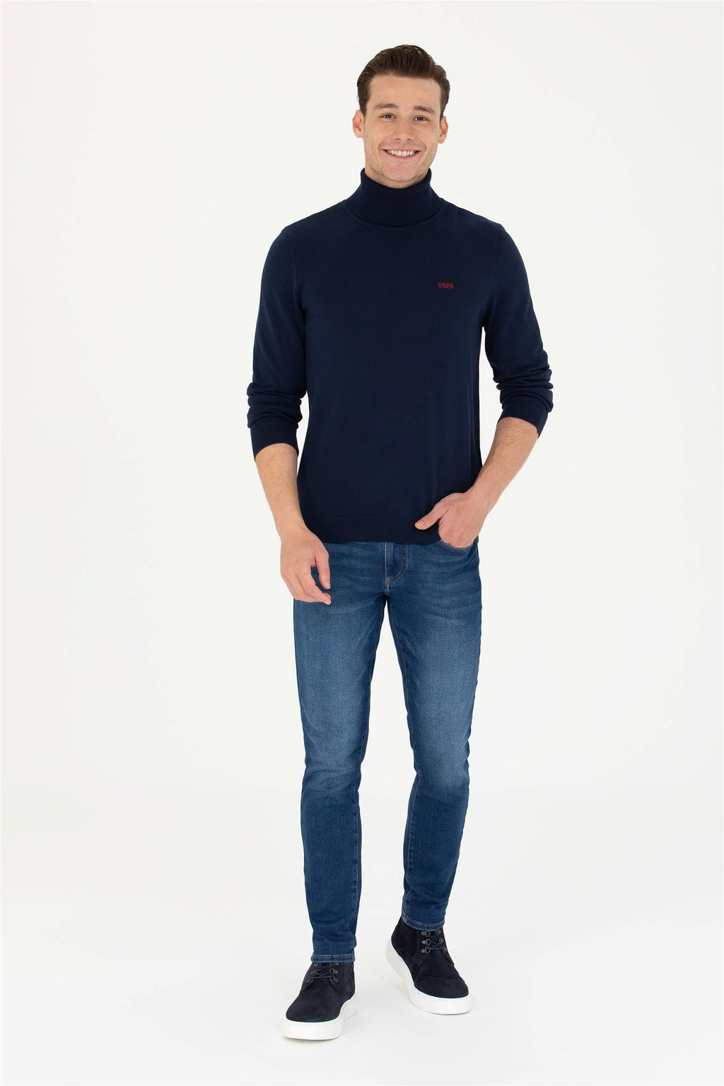 U. S. Polo Assn Мужской темно-синий базовый свитер - U.s. polo assn фото 11