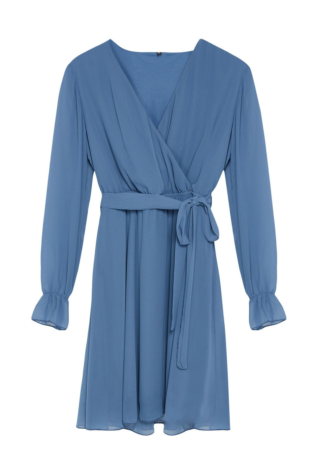 Indigo Kusakl? Duz Mini Kusakl? Kruvaze Dokuma Elbise TWOAW20EL0789