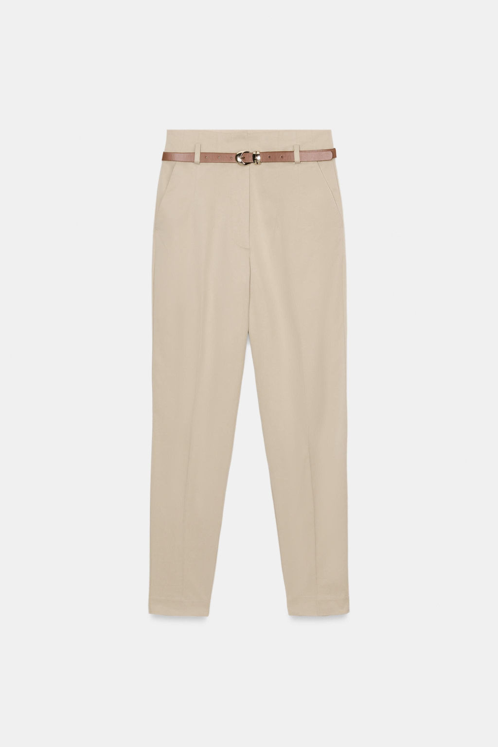 PANTAL?N TIRO ALTO CINTUR?N / Camel claro - Zara фото 7