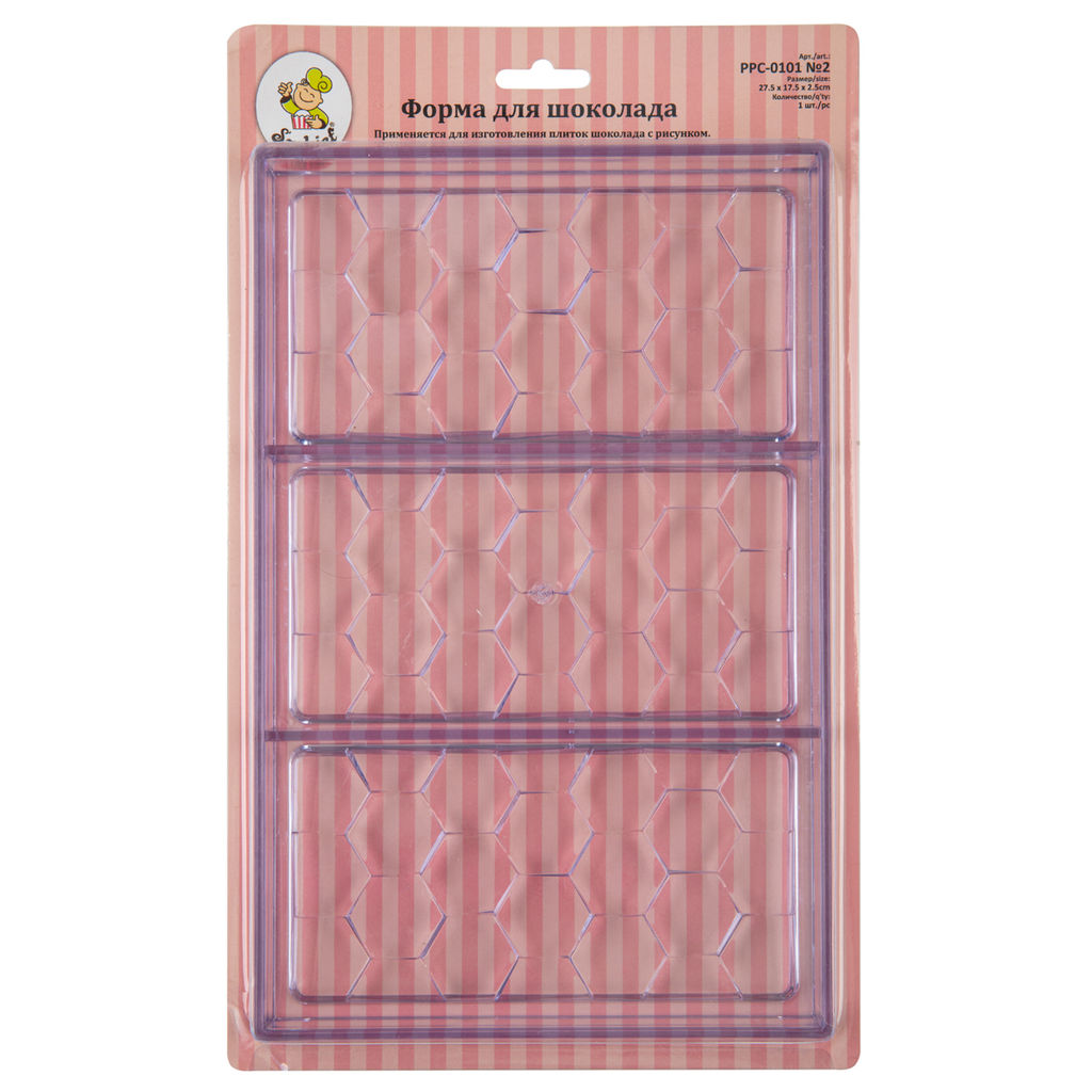 S-CHIEF PPC-0101 Форма для шоколада полистирол 27.5 х 17.5 х 2.5 см 1 шт №2 соты фото 3