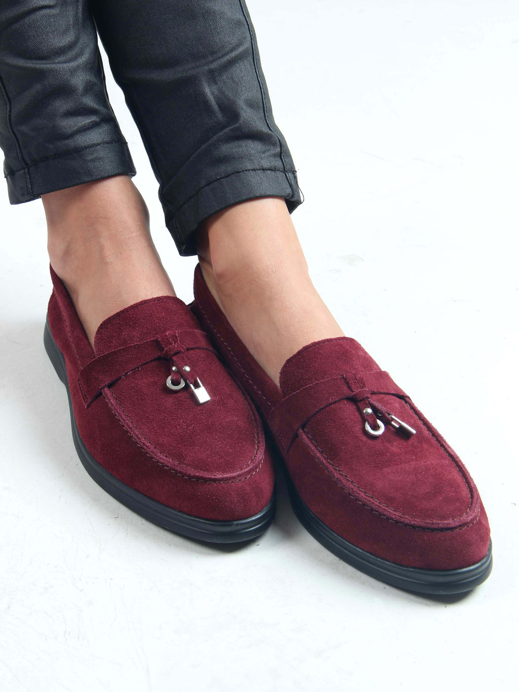 Лоферы туфли 170.2614bl. бордо замша