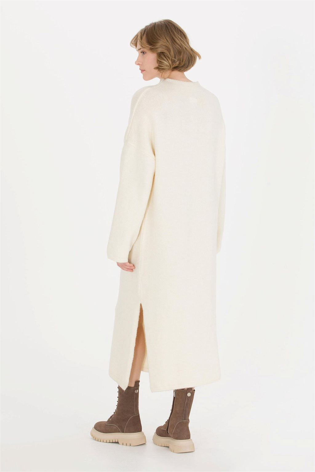 U. S. Polo Assn Женское трикотажное платье кремового меланжевого цвета - U.s. polo assn фото 9