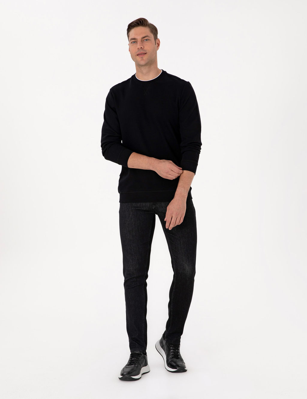 Siyah Regular Fit Sweatshirt - Pierre cardin фото 4