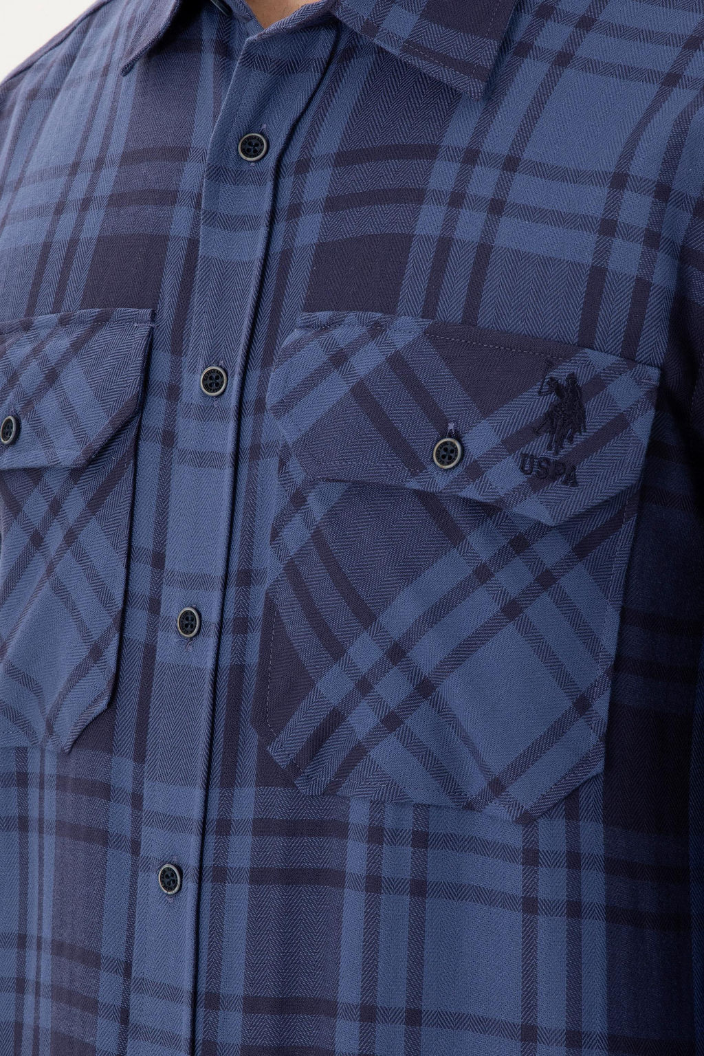 Мужская рубашка с длинным рукавом цвета индиго - U.s. polo assn фото 7