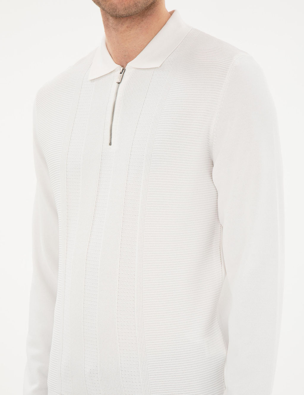 Ekru Regular Fit Fermuarl_ Polo Yaka Triko Kazak - Pierre cardin фото 7