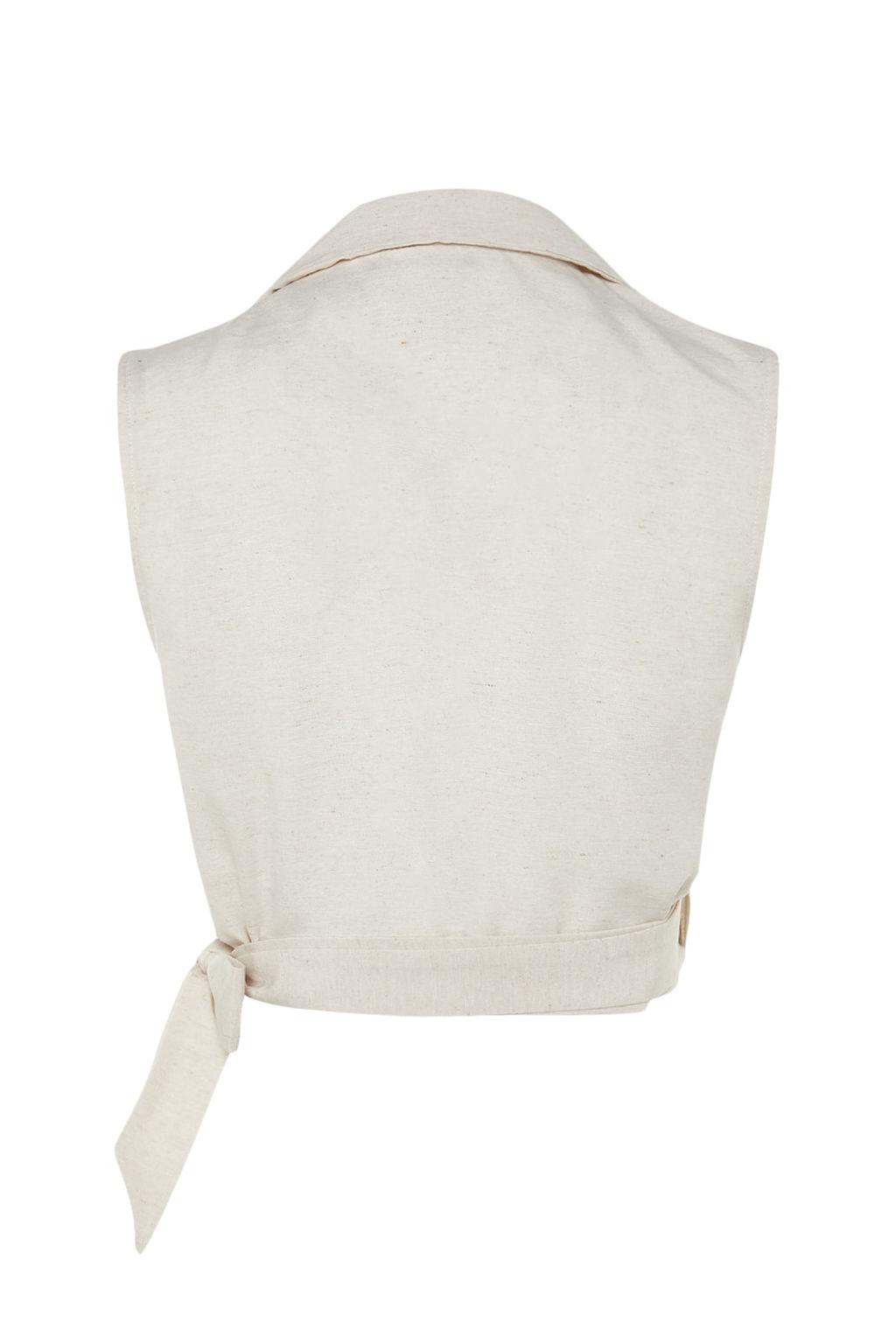 Bej Baglamal? Crop Dokuma Keten Gorunumlu Bluz TWOSS23BZ00550