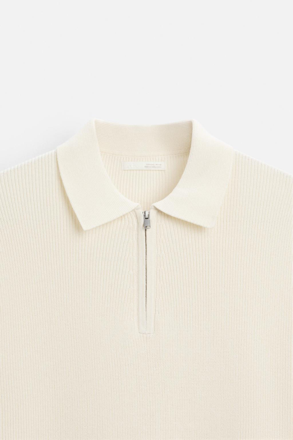 PEARL KNIT POLO SHIRT WITH ZIP - Zara фото 16