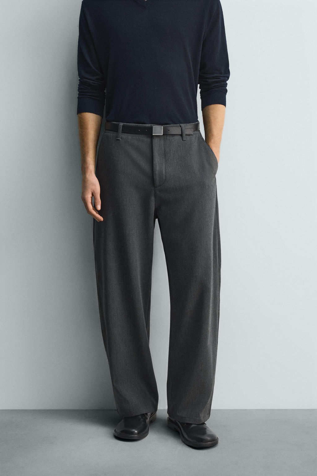 BALLOON FIT TEXTURED TROUSERS