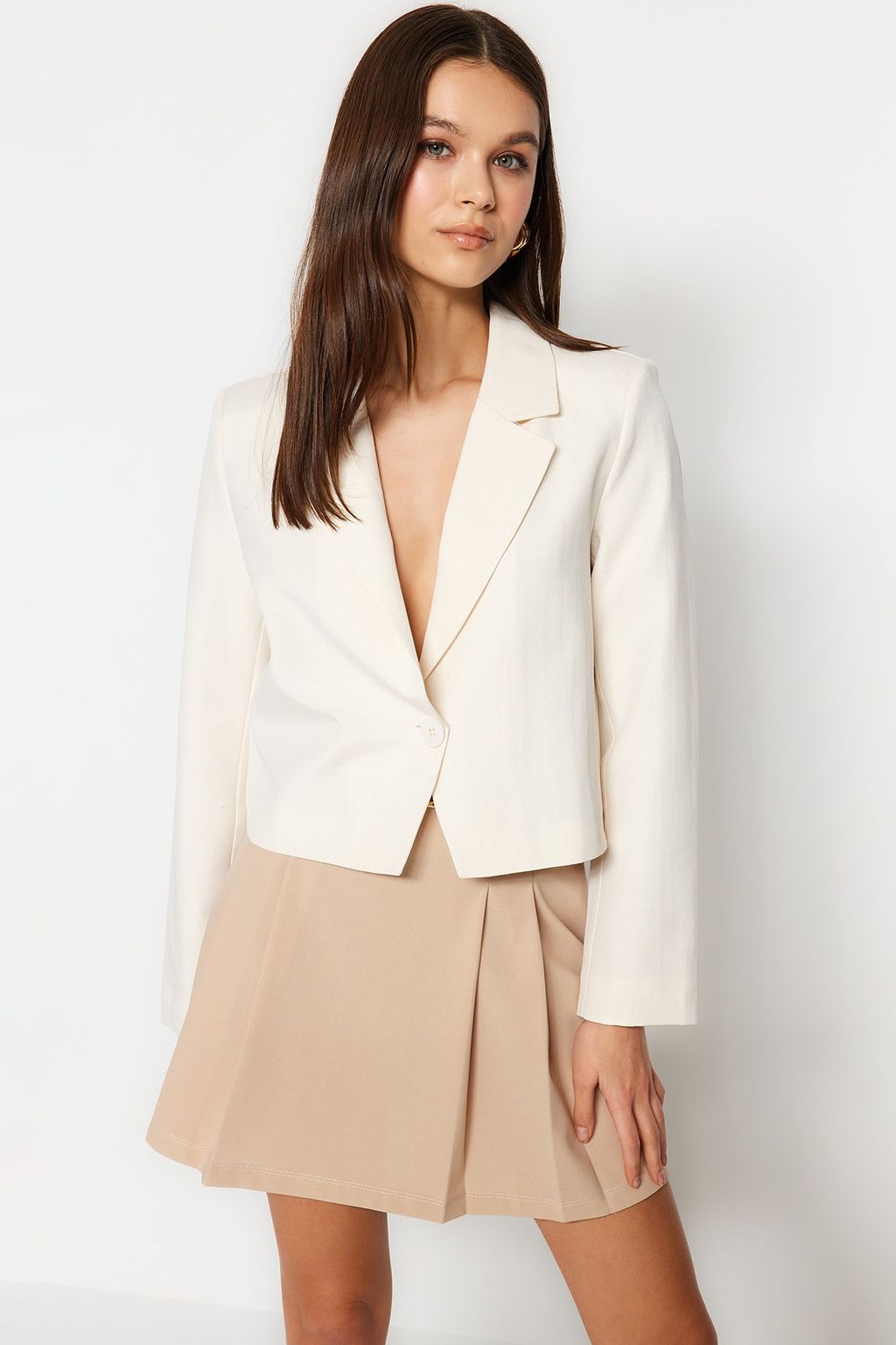 Tas Crop Dokuma Blazer Ceket TWOSS23BC00101