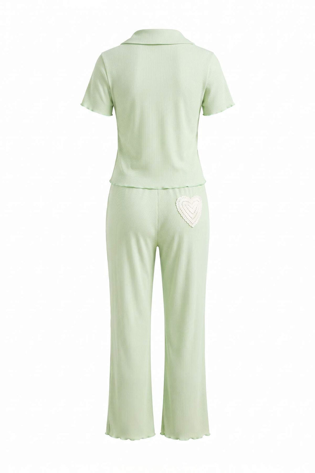 Mint %100 Pamuklu Kalpli Dantelli Pointel/Fitilli _rme Pijama Tak_m_ THMAW27PT00032