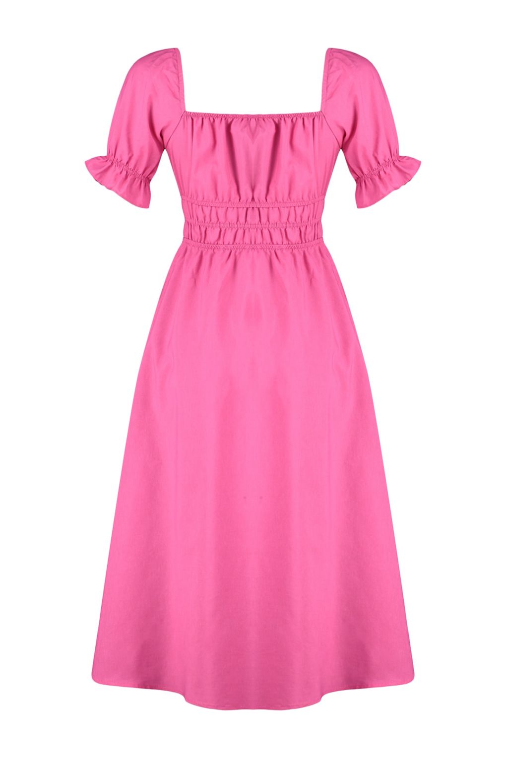 TRENDYOLMILLA K?rm?z? Belden Ac?lan Balon Kollu Midi Dokuma Elbise TWOSS22EL1768  фото 8