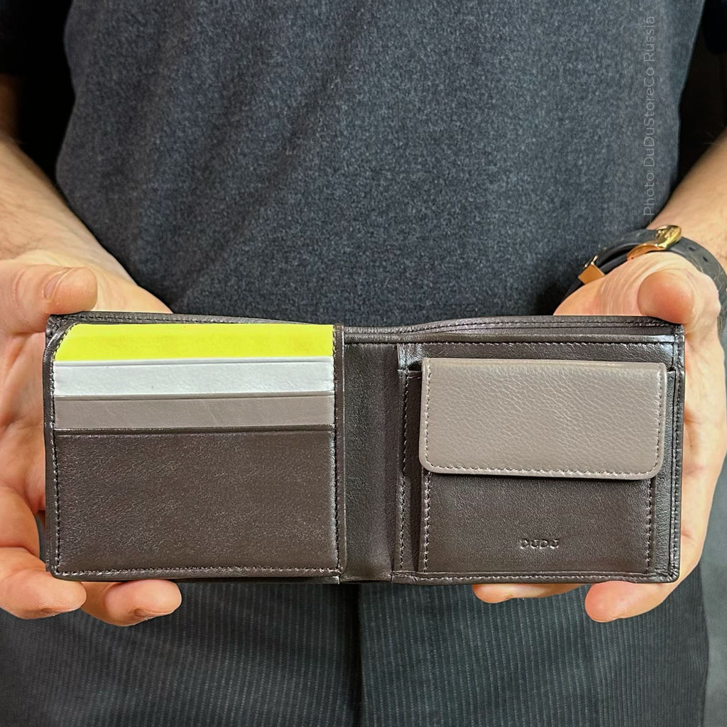 Итальянский мужской кошелек DuDu серии Tullio | кофейно-коричневый - Dudubags фото 6