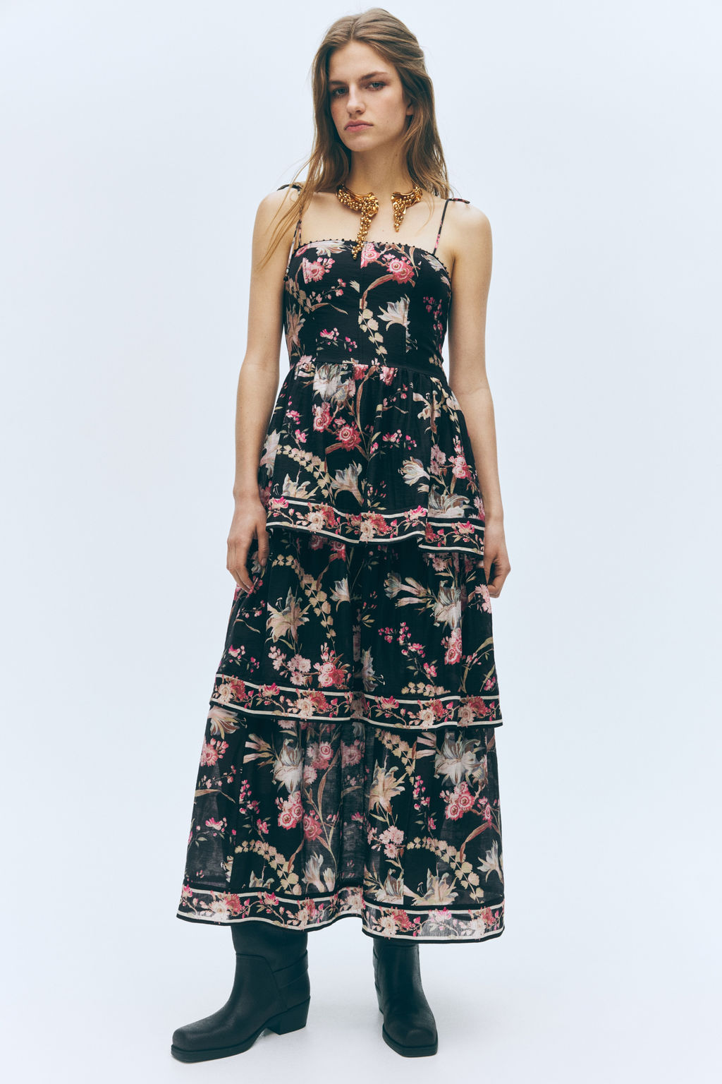 Vestido escalonado en mezcla de lino - H&m фото 6