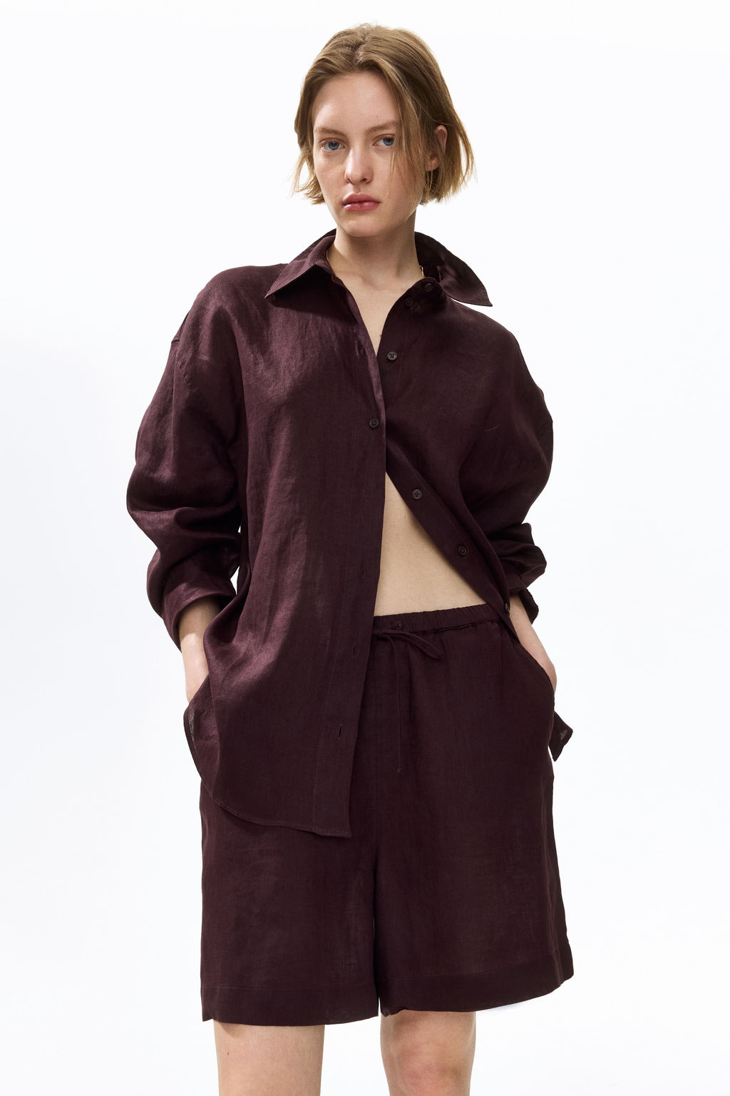 Camisa oversize de lino - H&m фото 6