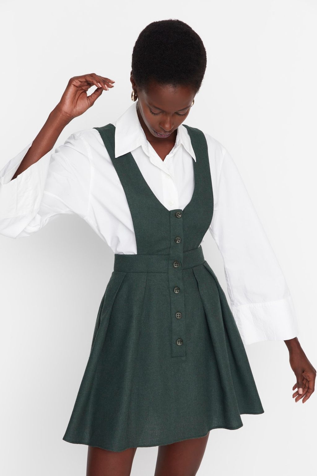 Trendyolmilla Haki Ask?l? Mini Dokuma Jile Elbise TWOAW21EL1163 фото 10