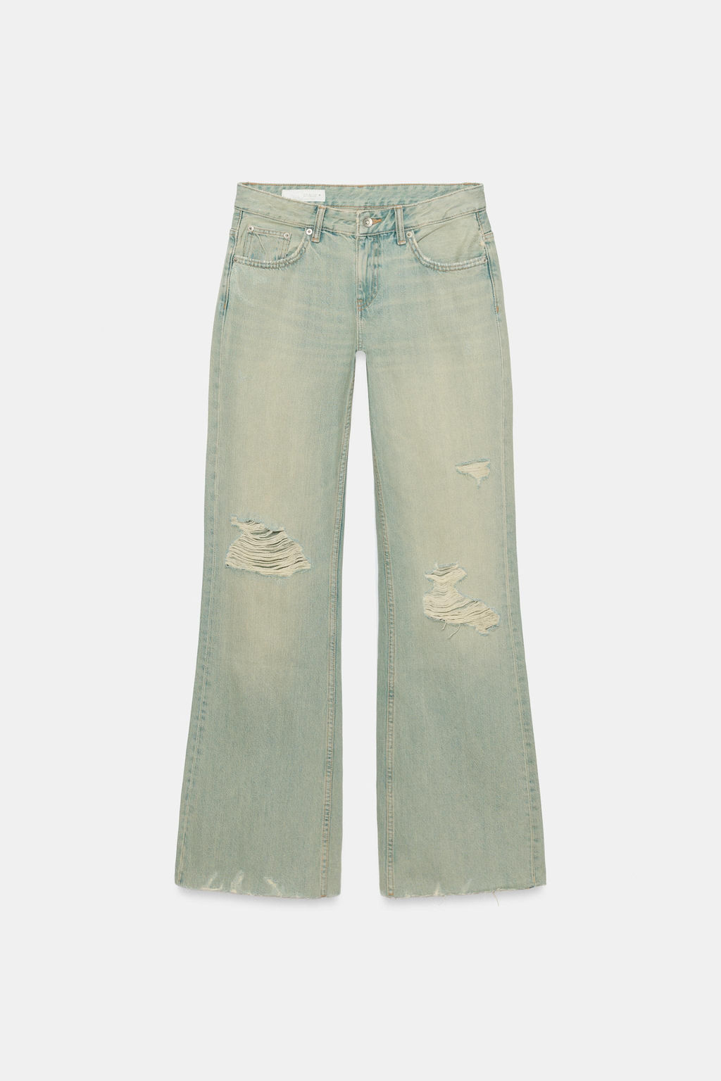 JEANS FLARE TRF TIRO MEDIO ROTOS / Azul / Verde - Zara фото 4
