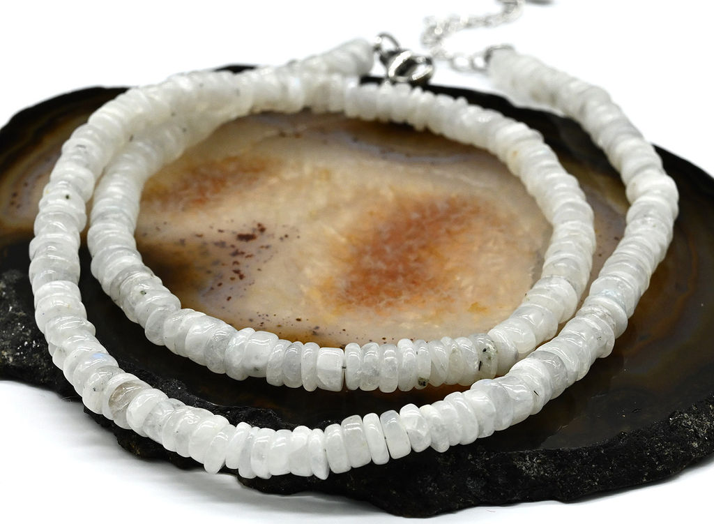 Бусы из Беломорита-лунный камень диски 5*2мм, 43см, 15,30г