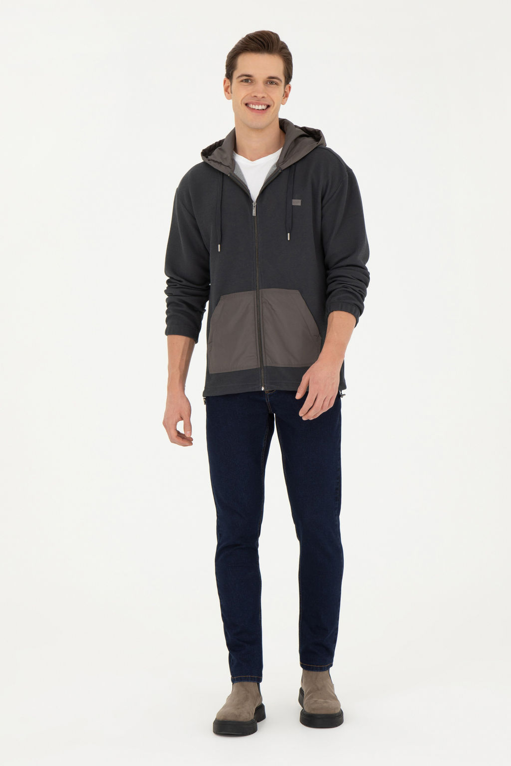 Мужской вязаный кардиган антрацитового цвета - U.s. polo assn фото 18