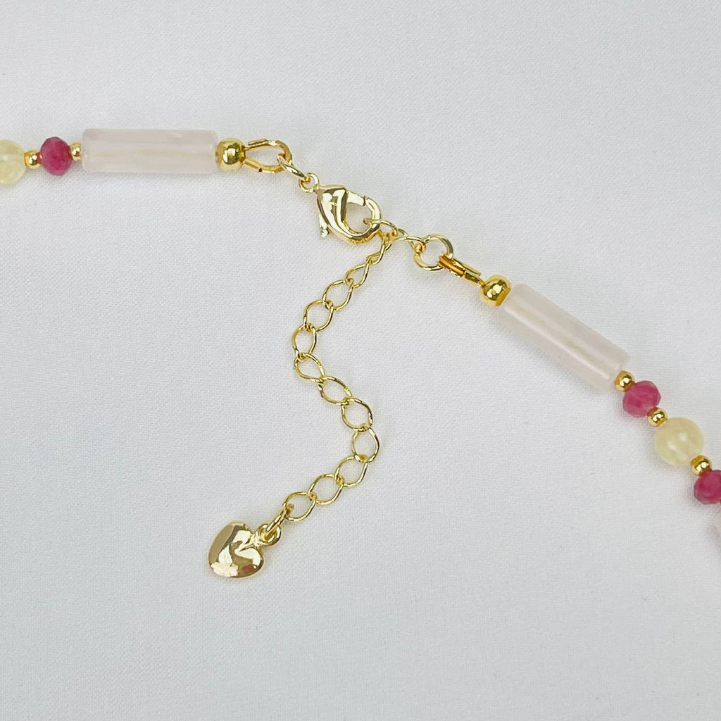 Колье из Розового кварца, Селенита и Турмалина 37 см +