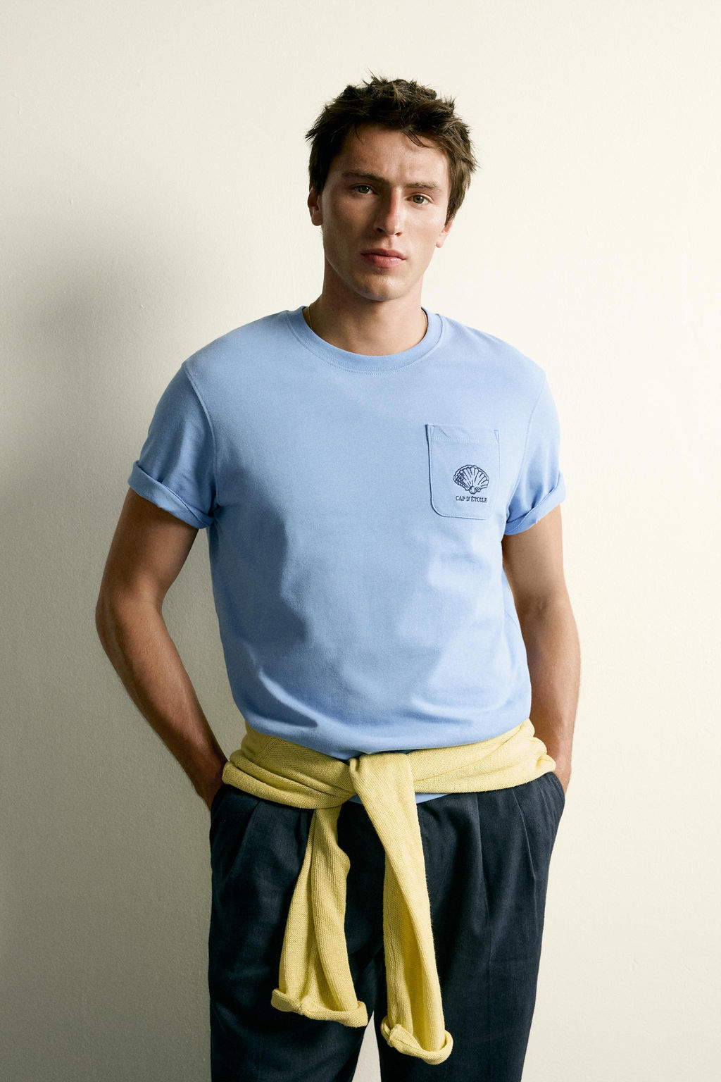 CAMISETA RELAXED FIT COMBINADA / Azul claro - Zara фото 2