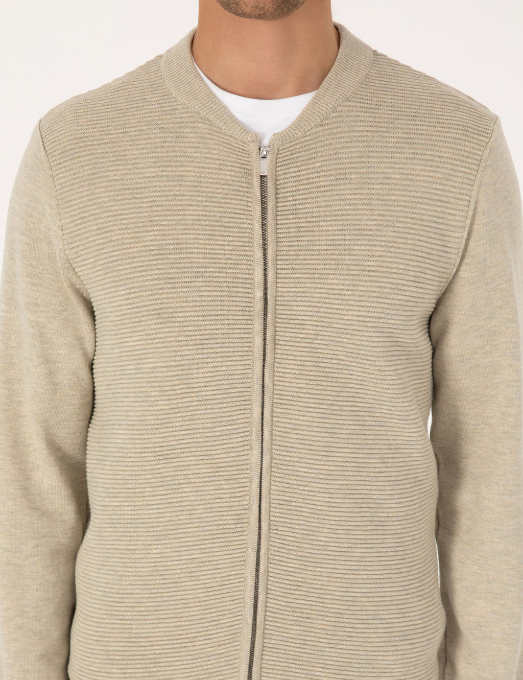 Kum Melanj Slim Fit Fermuarl_ Triko H_rka