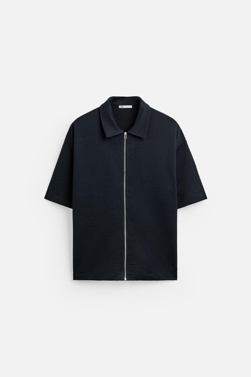 SEERSUCKER POLO SHIRT WITH ZIP - Zara фото 7