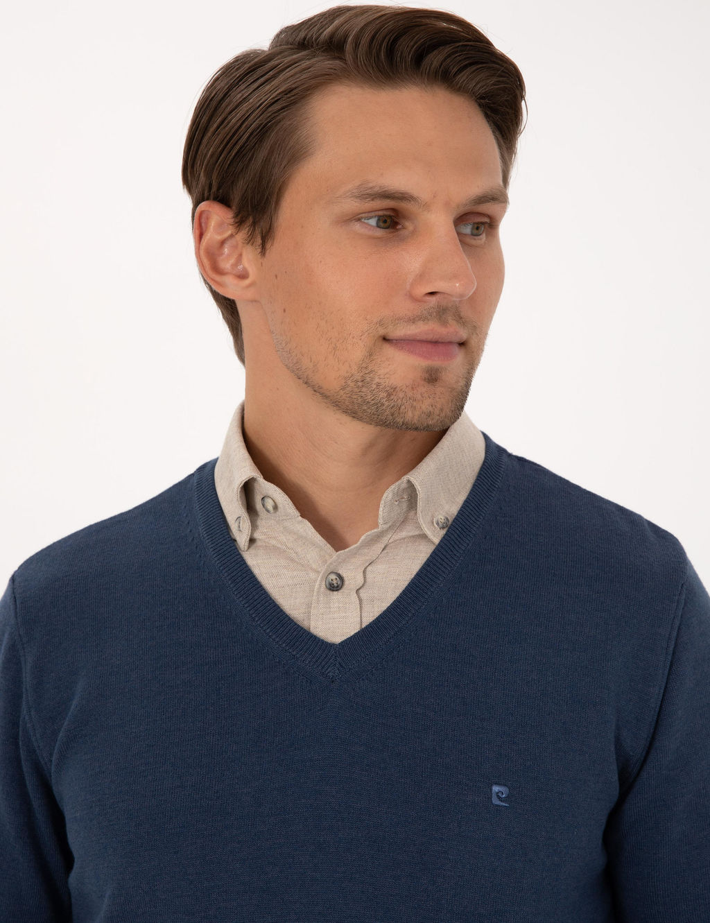 _ndigo Melanj Slim Fit V Yaka Basic Triko Kazak - Pierre cardin фото 2