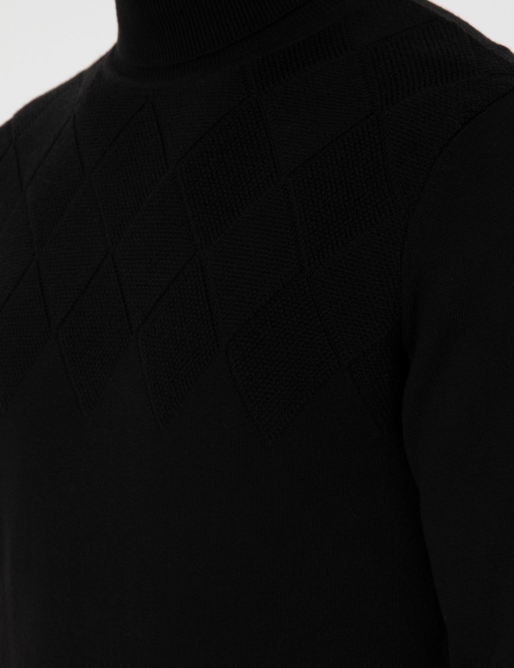 Siyah Slim Fit Yar_m Bal_k__ Yaka Triko Kazak