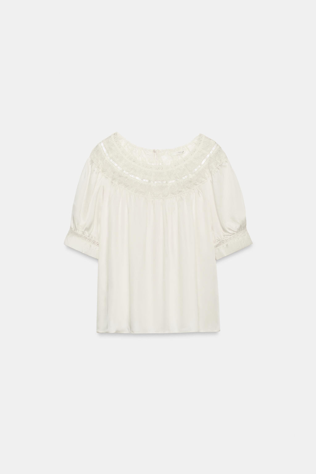 BLUSA MANGA CORTA ENCAJE ZW COLLECTION / Blanco - Zara фото 4